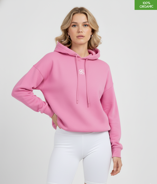 Organic cotton Hoodie sweatshirt | Colour Bubble Pink | Medium fit