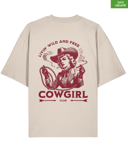 “Cowgirl Club” Vintage Western Oversized T-Shirt – Livin’ Wild and Free