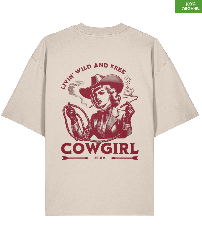 “Cowgirl Club” Vintage Western Oversized T-Shirt – Livin’ Wild and Free