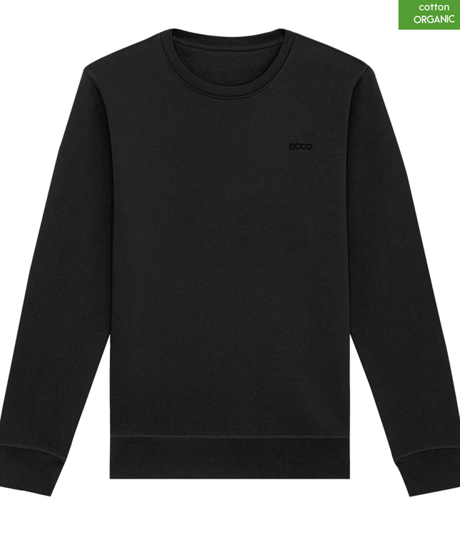 Organic Cotton crewneck sweatshirt | Black |  Medium Fit.