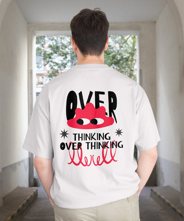 “Overthinking” Oversized Graphic T-Shirt — Playful Mental Health Design