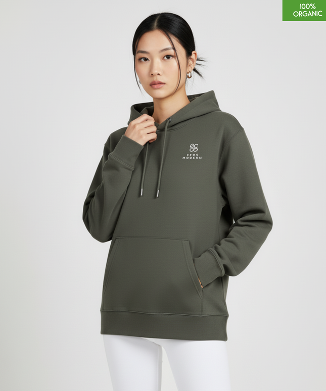 Organic Cotton Hoodie | Khaki | Relaxed Medium Fit.