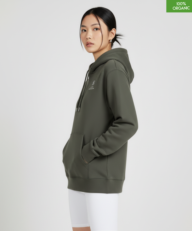 Organic Cotton Hoodie | Khaki | Relaxed Medium Fit.