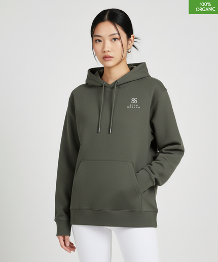 Organic Cotton Hoodie | Khaki | Relaxed Medium Fit.
