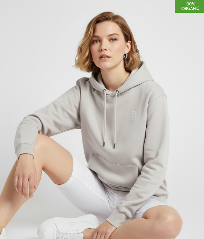 Organic Cotton Hoodie | Off White | Relaxed Medium Fit.