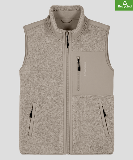 The sleeveless sherpa jacket, Medium Fit, Colour: Desert Dust 450gsm